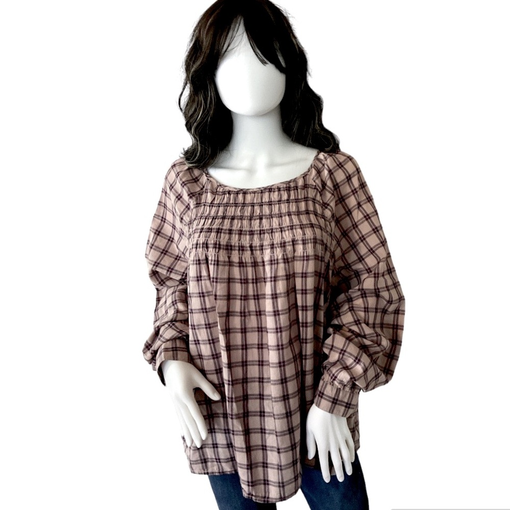 Old Navy Plaid Smocked Top